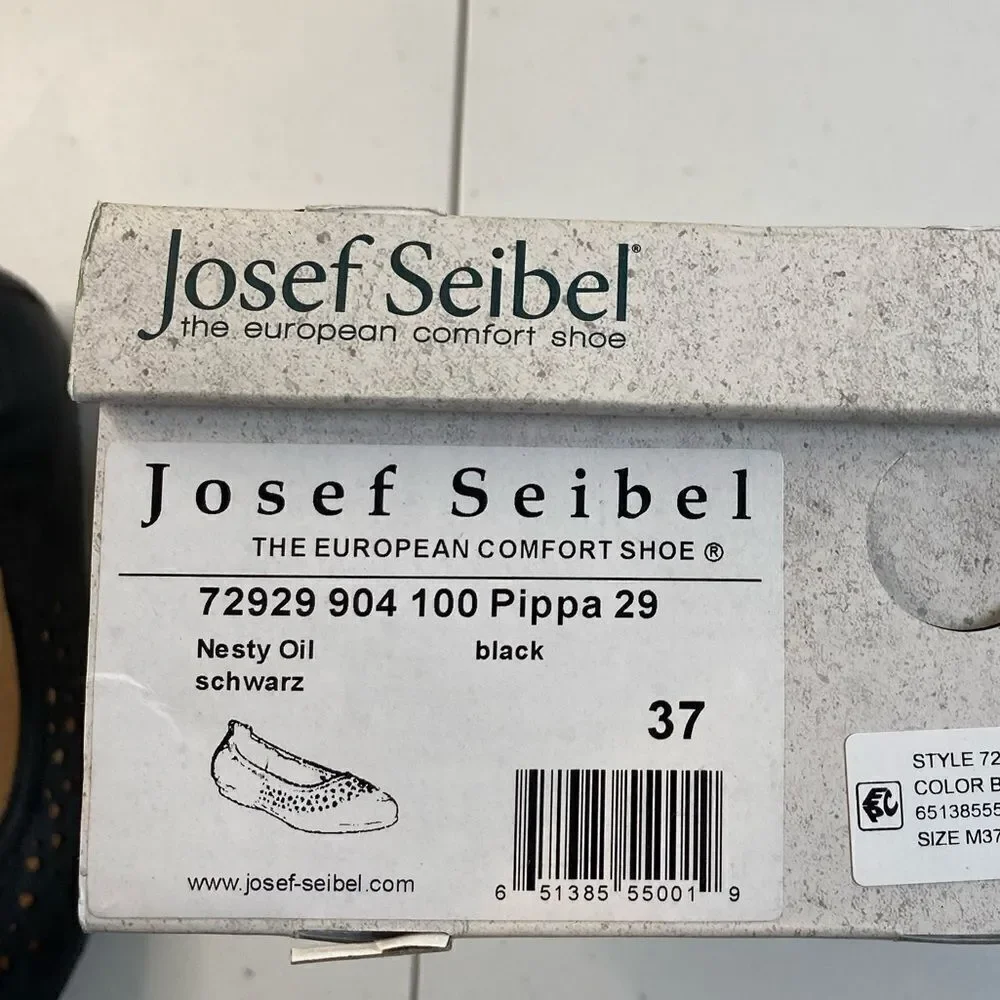 NIB Josef Seibel Women’s Pippa 29 Black Leather Ballet Flat - Size 6.5